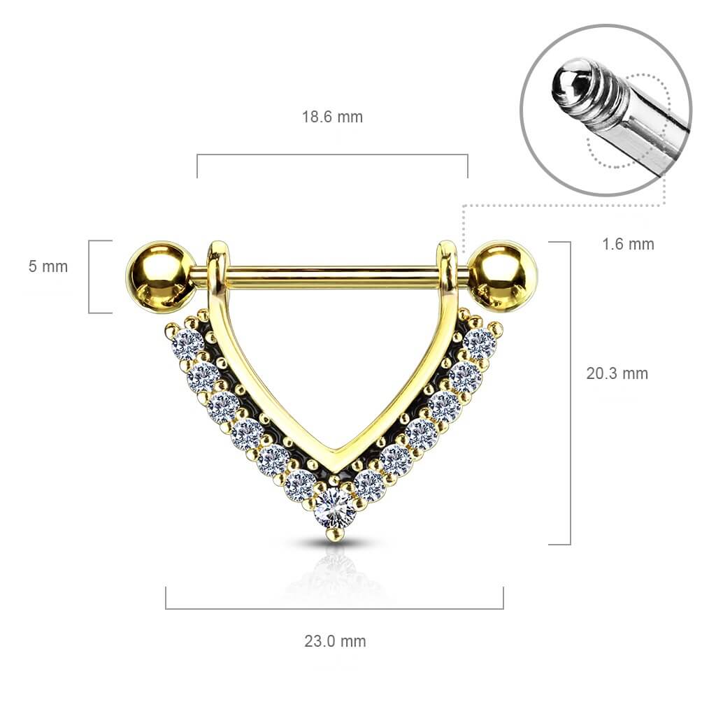 Nippelpiercing Kranz Dreieck beweglich Zirkonia - Image 3