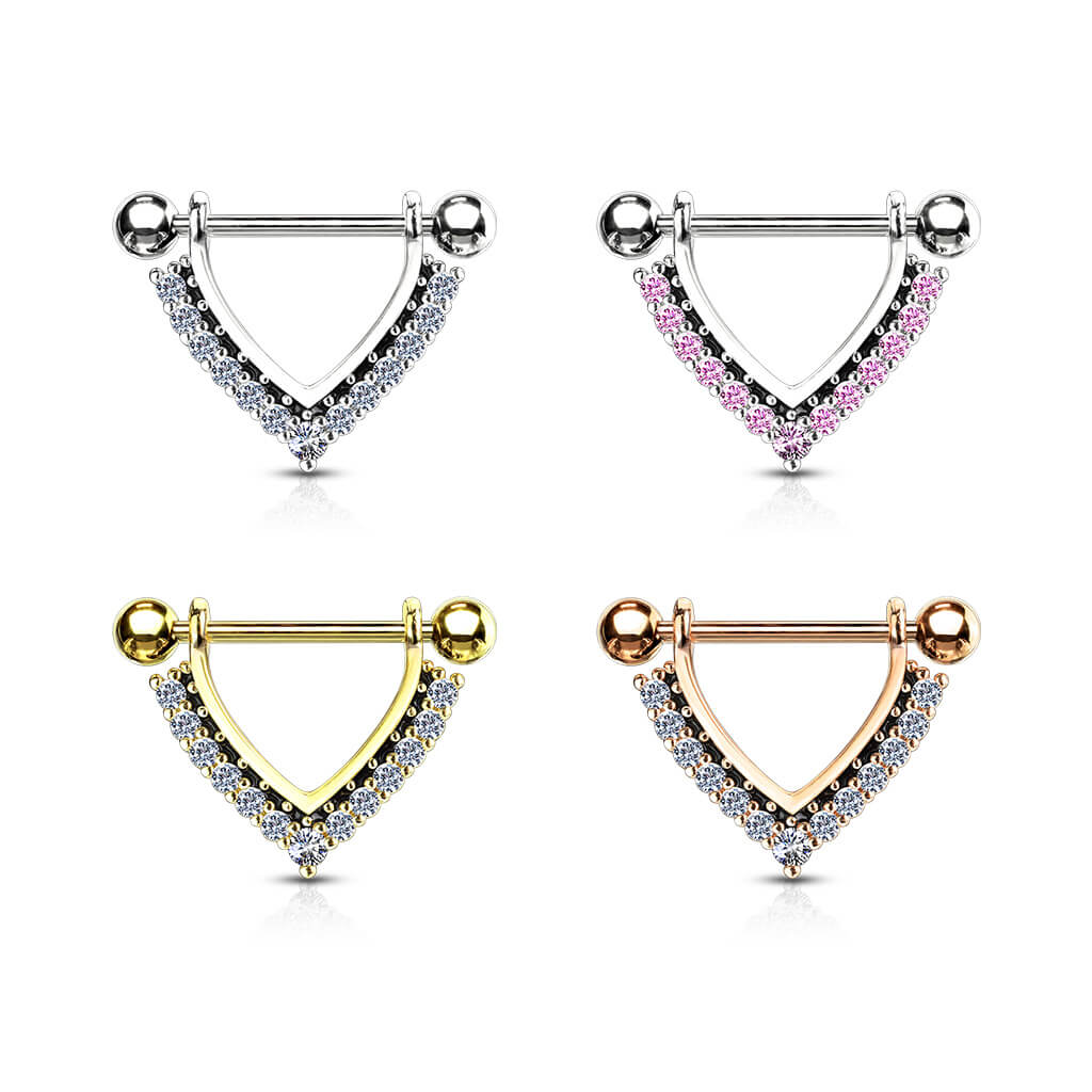 Nippelpiercing Kranz Dreieck beweglich Zirkonia - Image 5