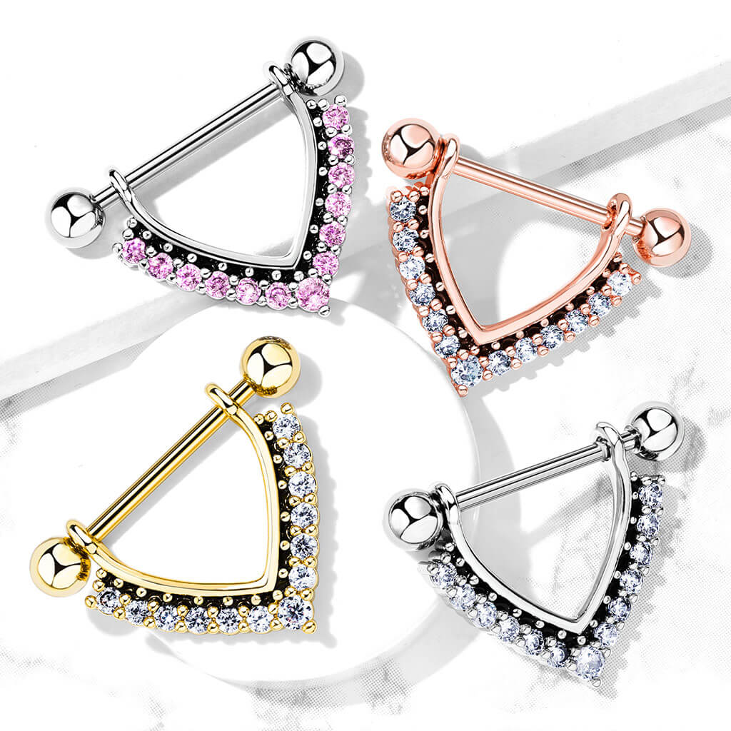 Nippelpiercing Kranz Dreieck beweglich Zirkonia - Image 7