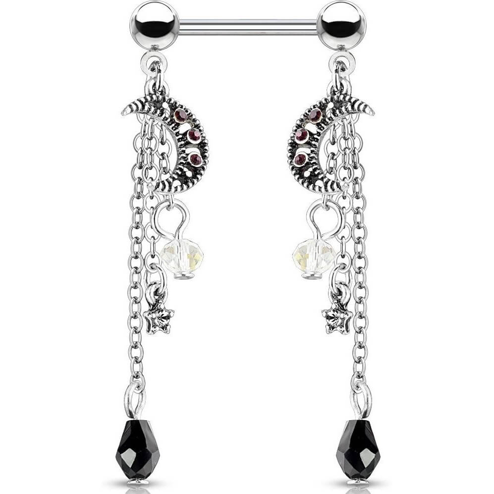 Nippelpiercing Ketten Mond Zirkonia Silber