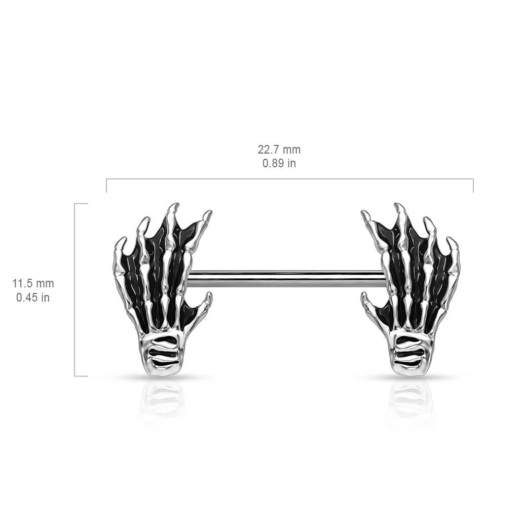 Nippelpiercing Skeletthände Silber - Image 2