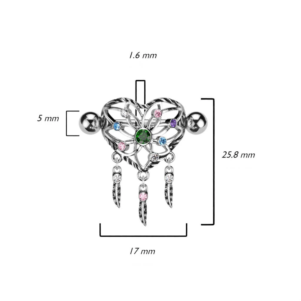 Nippelpiercing Traumfänger Zirkonia Silber - Image 3