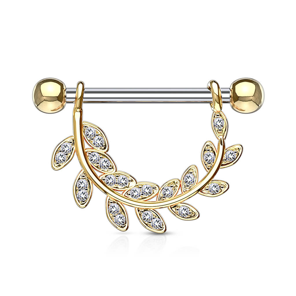 Nippelpiercing Blätter Zirkonia - Image 3