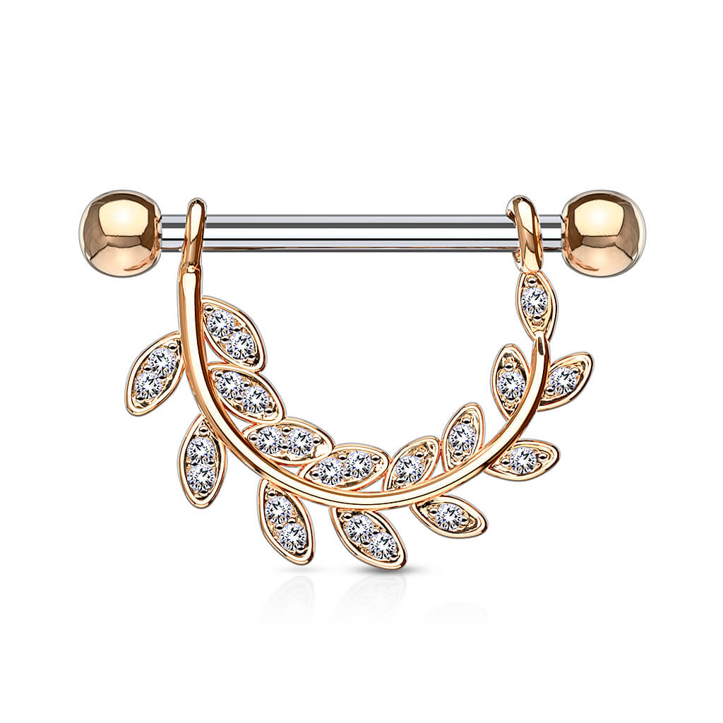 Nippelpiercing Blätter Zirkonia - Image 4