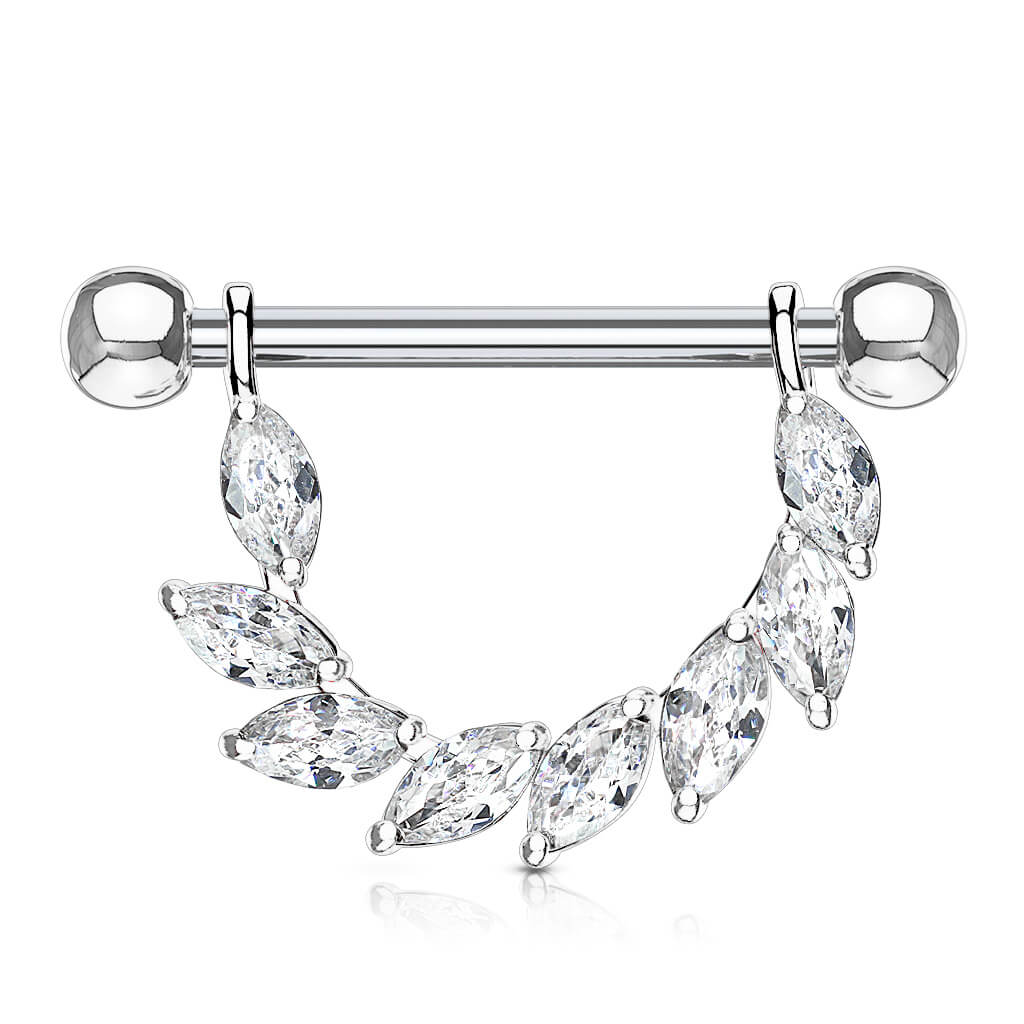 Nippelpiercing Blätter Zirkonia - Image 2