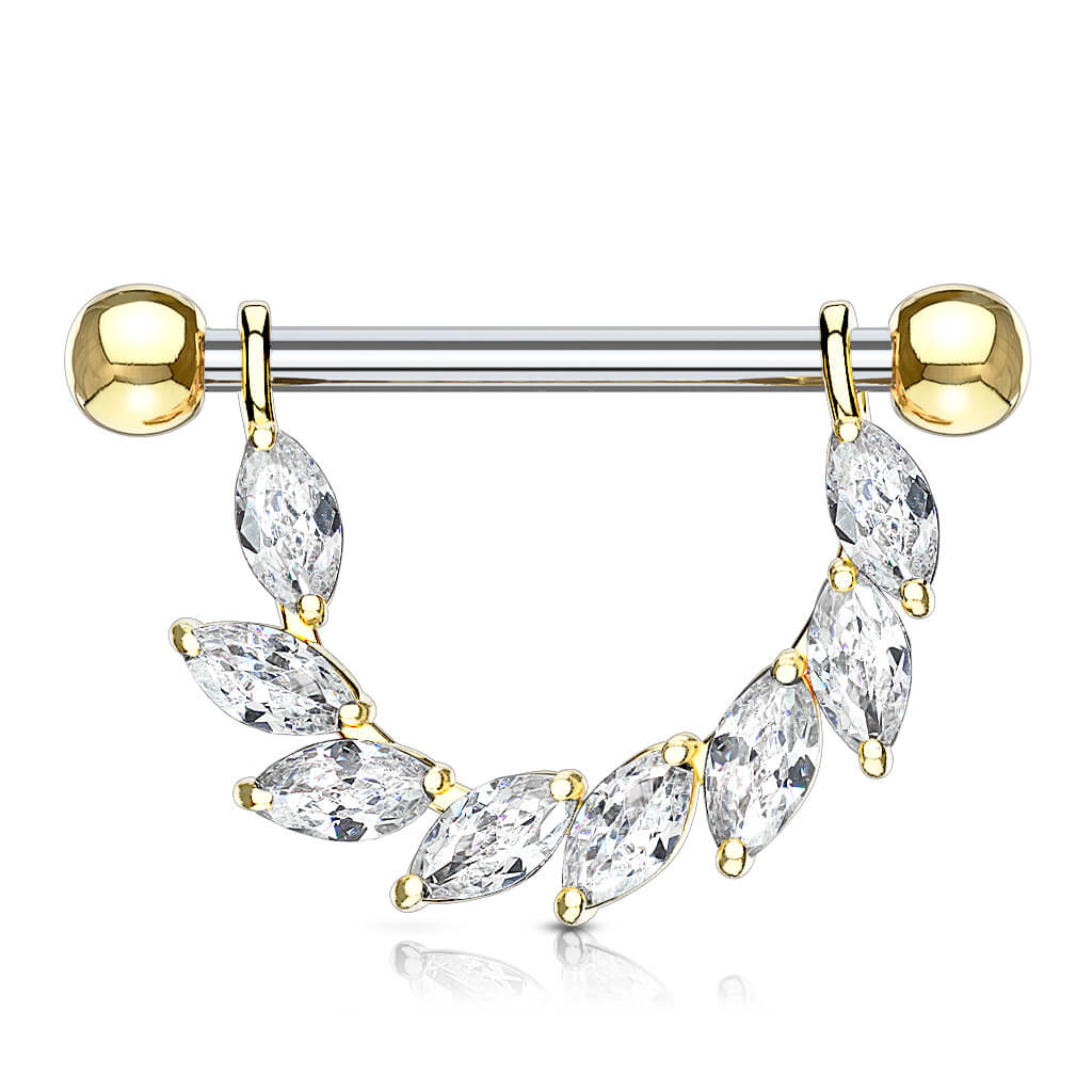 Nippelpiercing Blätter Zirkonia - Image 5