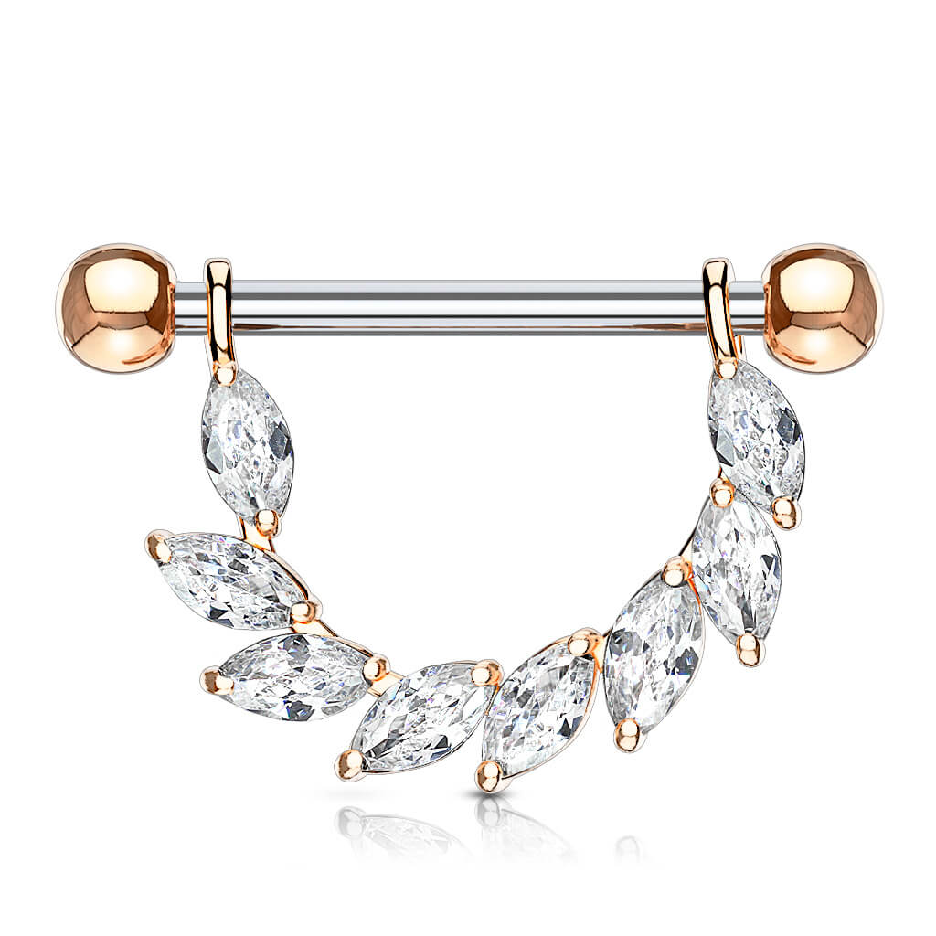 Nippelpiercing Blätter Zirkonia - Image 6