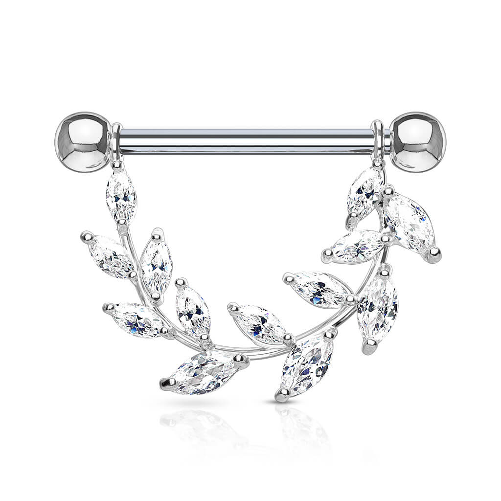 Nippelpiercing Blätter Zirkonia - Image 2