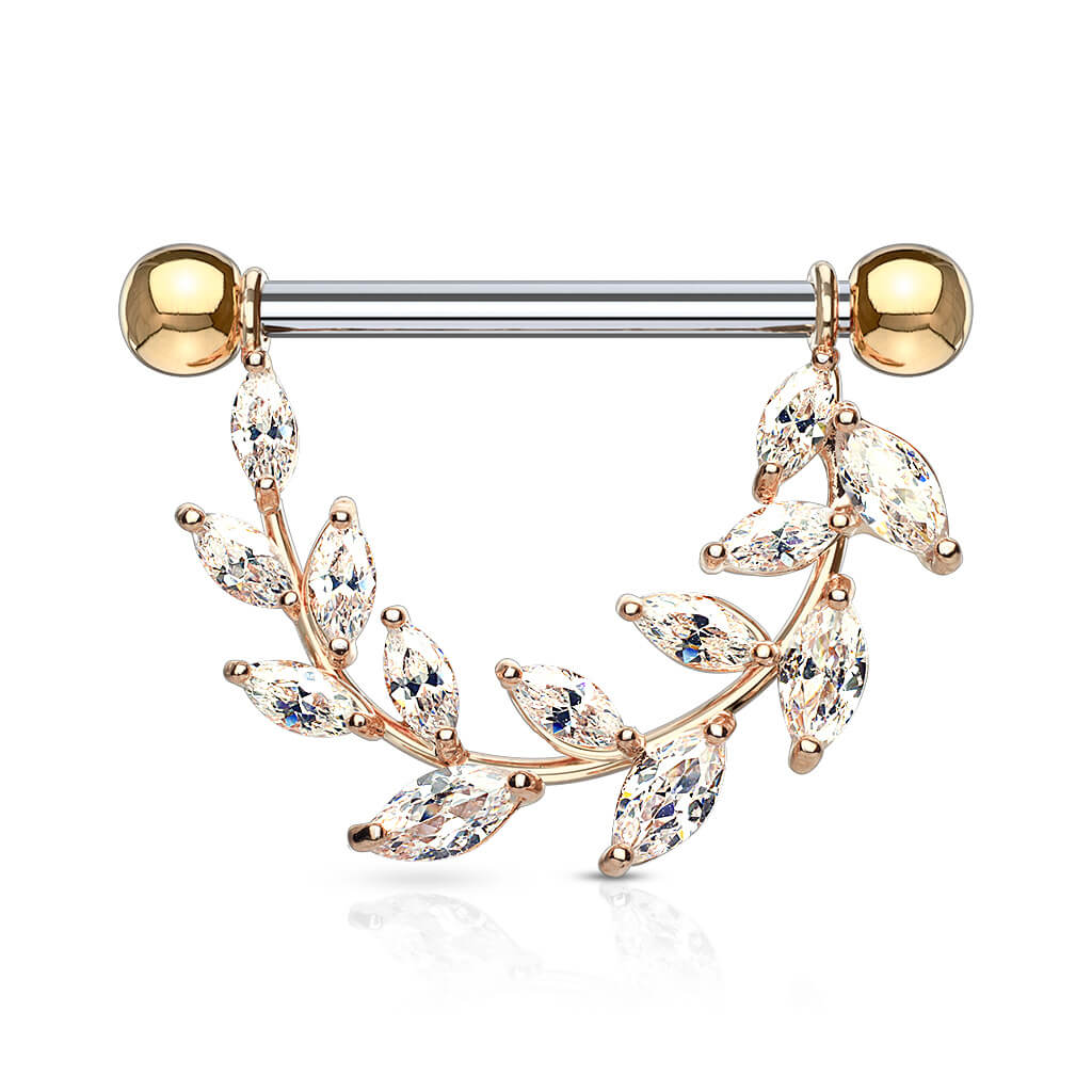 Nippelpiercing Blätter Zirkonia - Image 4