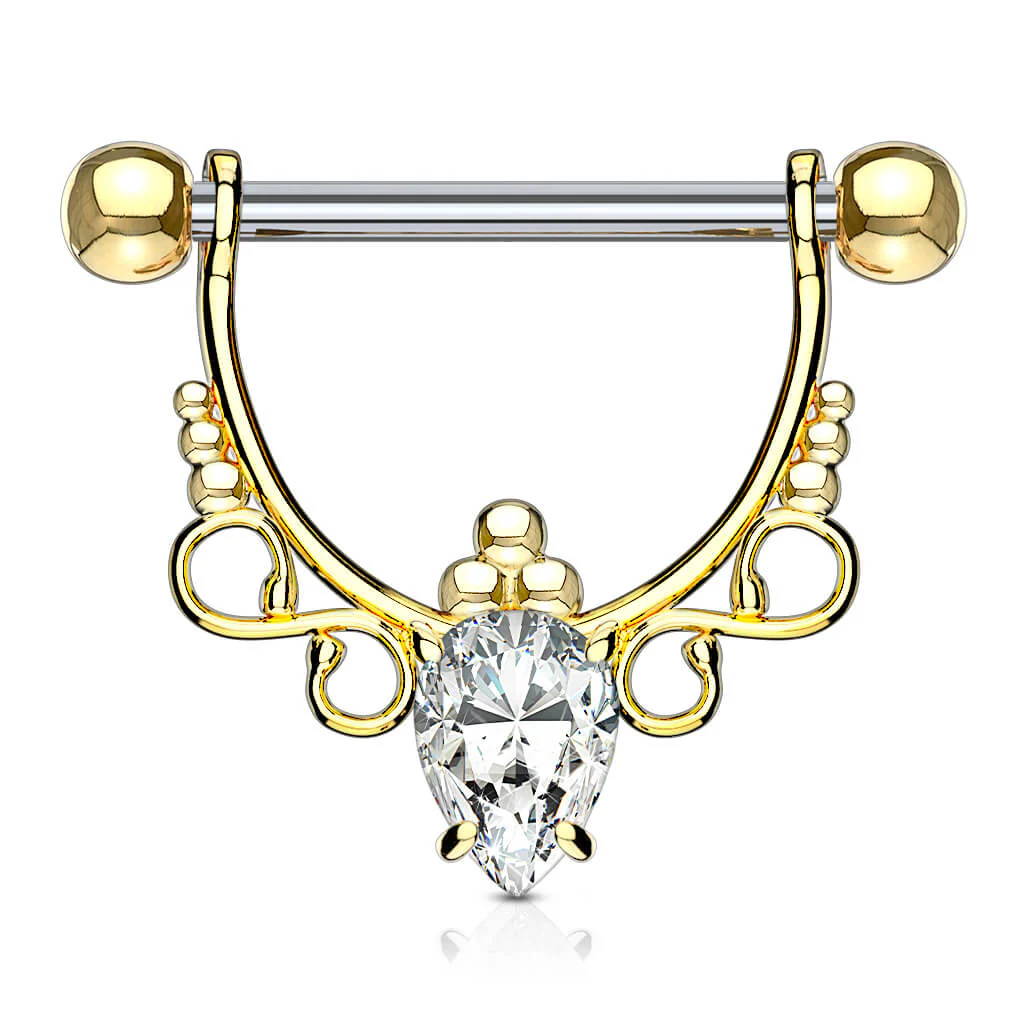 Nippelpiercing Tropfen beweglich Zirkonia - Image 3