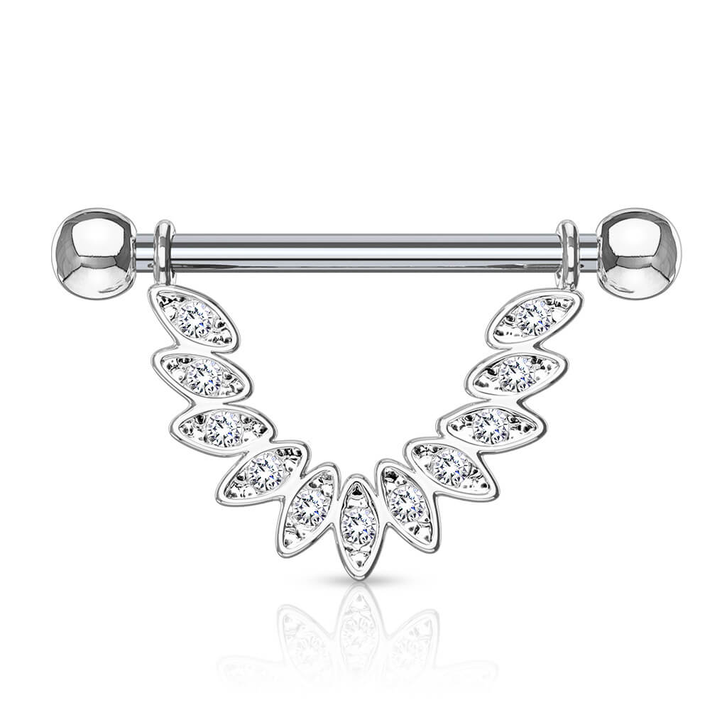 Nippelpiercing Blätter beweglich Zirkonia - Image 2