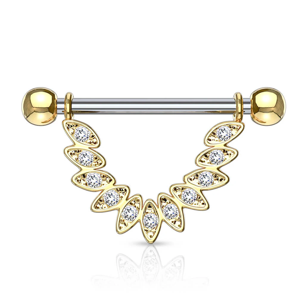 Nippelpiercing Blätter beweglich Zirkonia - Image 3