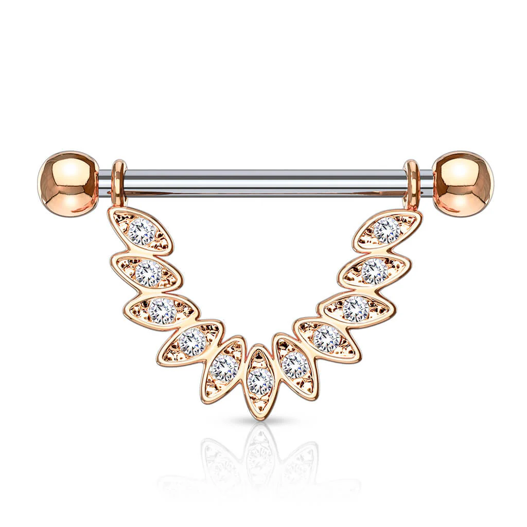 Nippelpiercing Blätter beweglich Zirkonia - Image 4