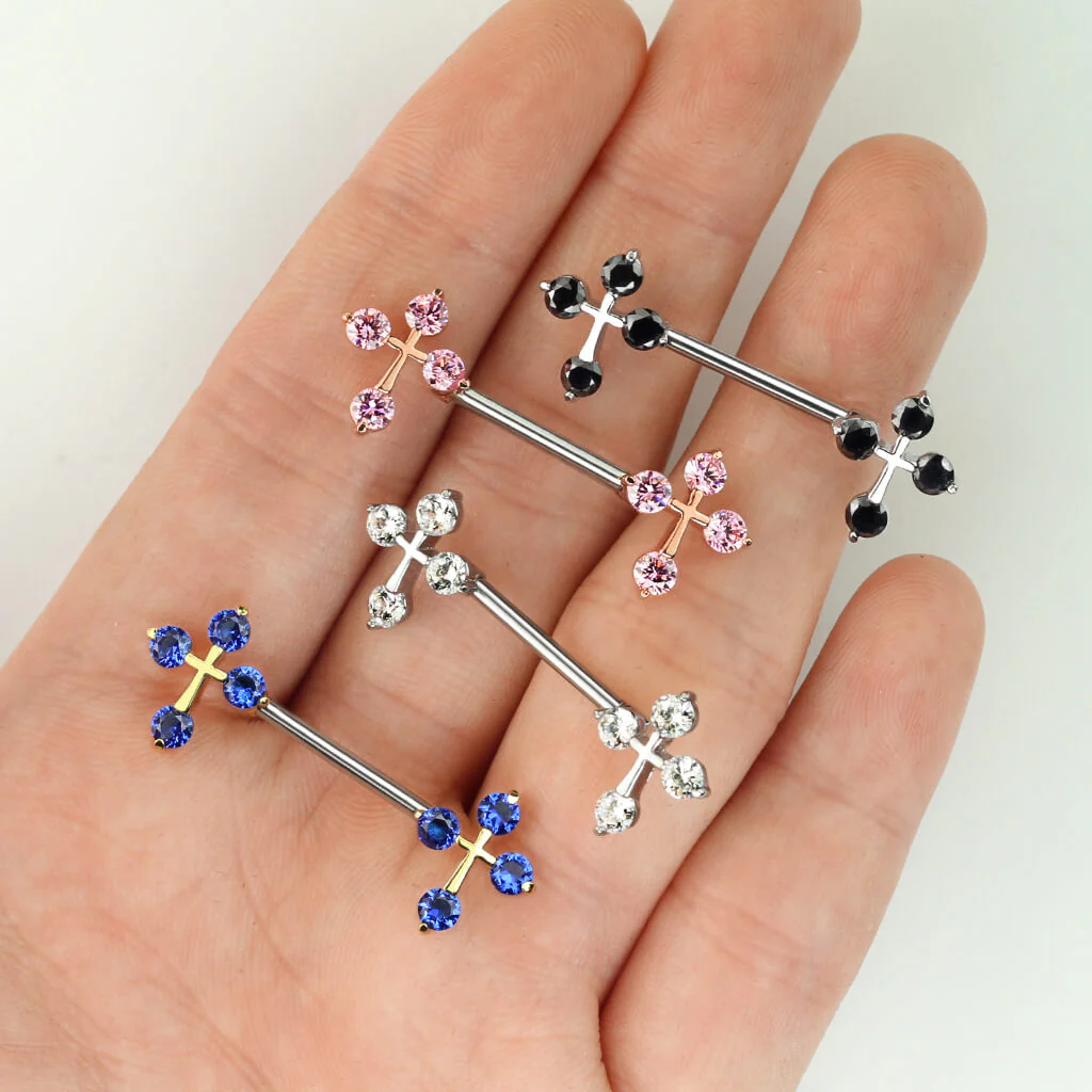 Nippelpiercing Kreuz Zirkonia - Image 7