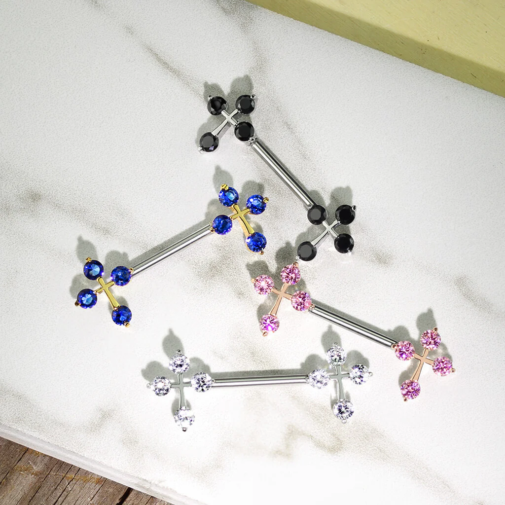 Nippelpiercing Kreuz Zirkonia - Image 8