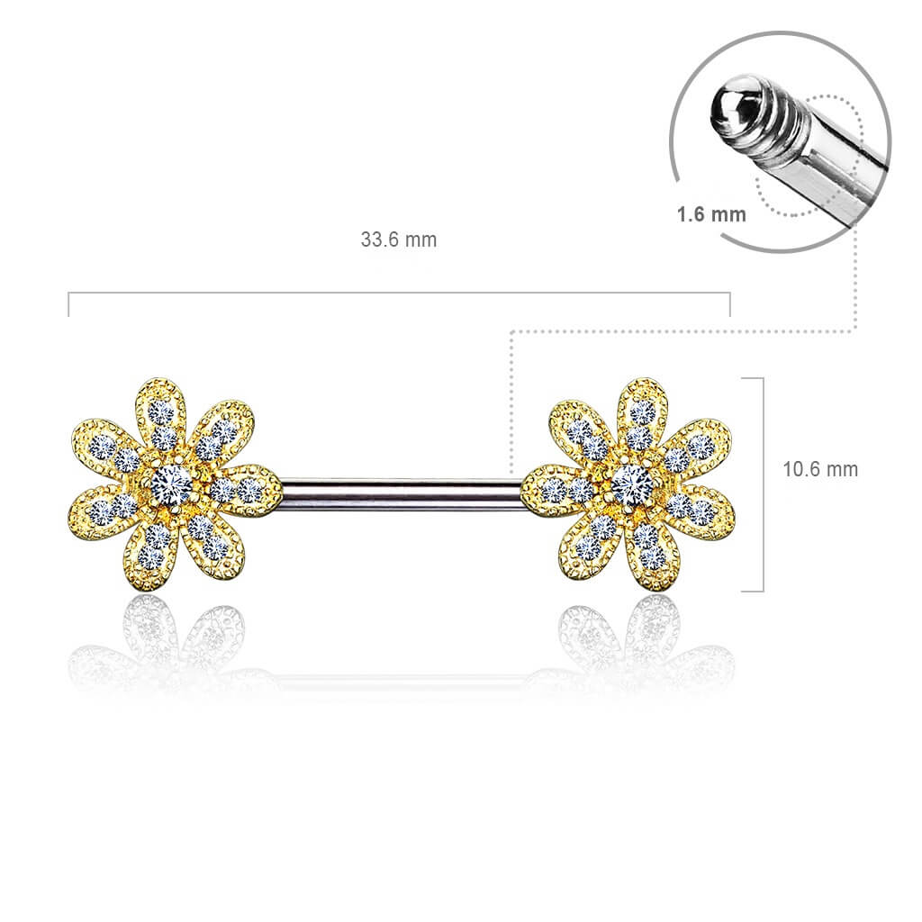 Nippelpiercing Blumen Zirkonia - Image 3