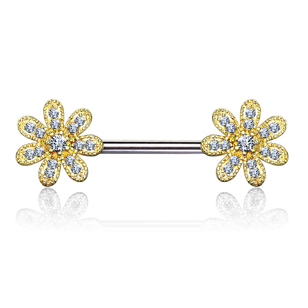Nippelpiercing Blumen Zirkonia - Image 4