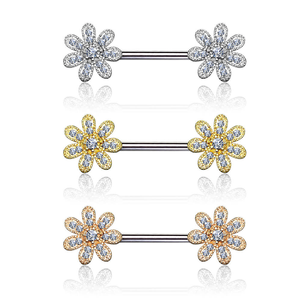 Nippelpiercing Blumen Zirkonia - Image 5
