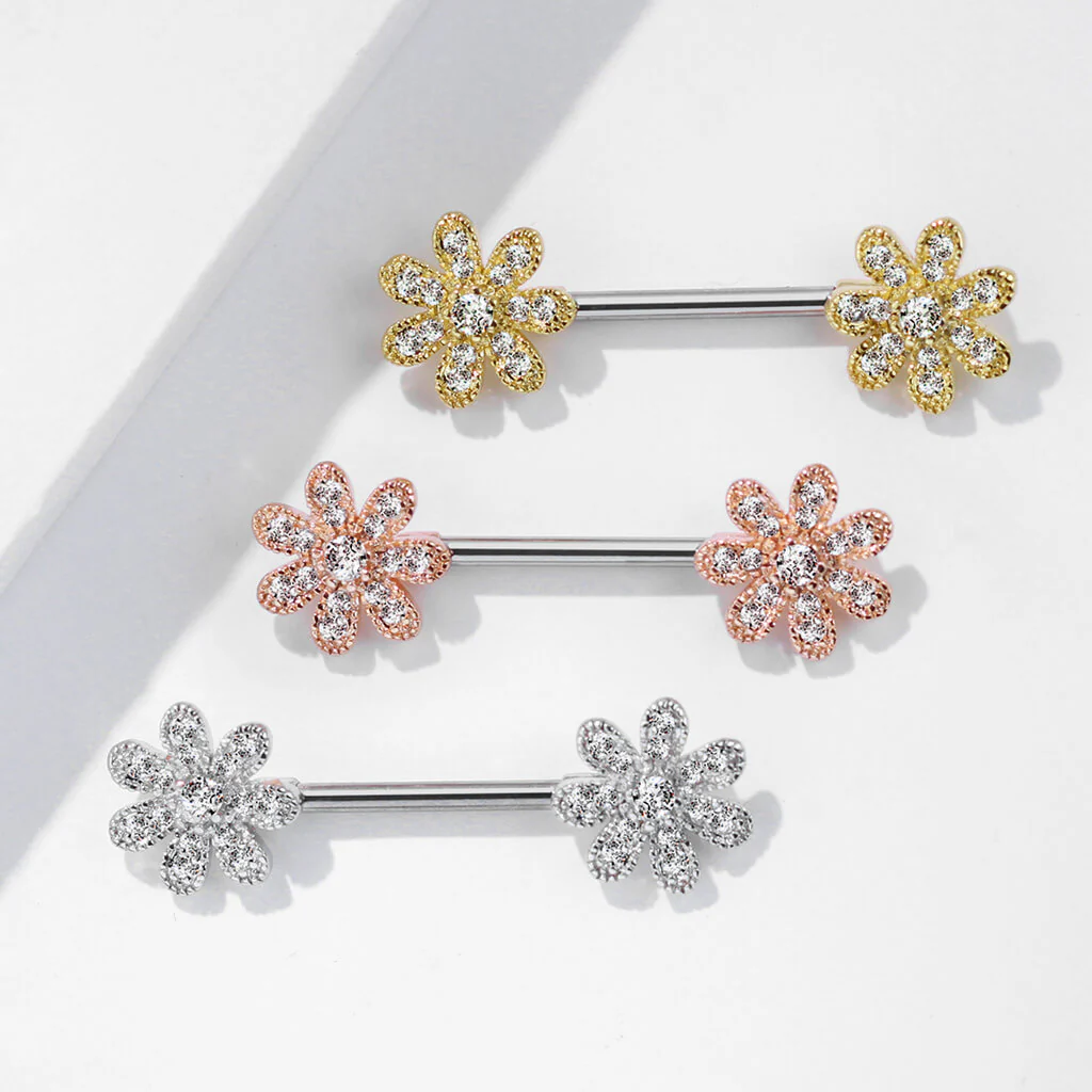 Nippelpiercing Blumen Zirkonia - Image 6