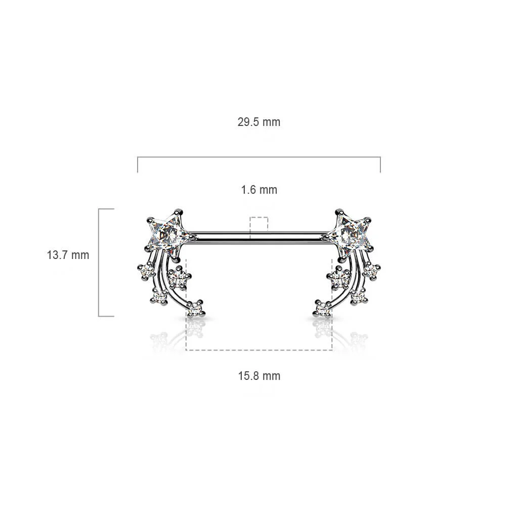 Nippelpiercing Sternschnuppe Zirkonia Silber - Image 3