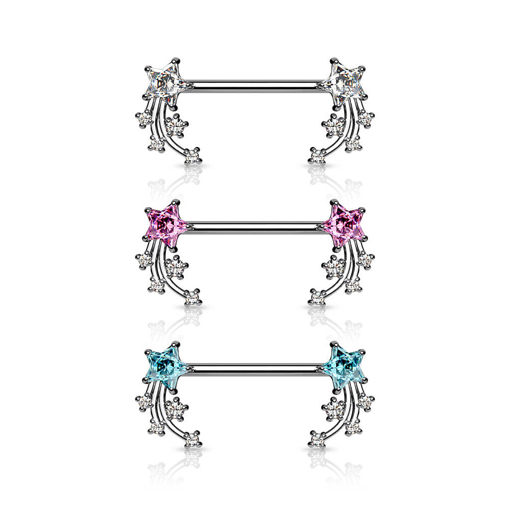 Nippelpiercing Sternschnuppe Zirkonia Silber - Image 4