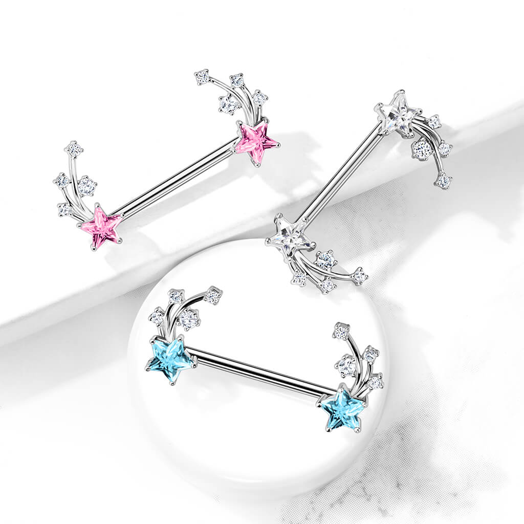 Nippelpiercing Sternschnuppe Zirkonia Silber - Image 5