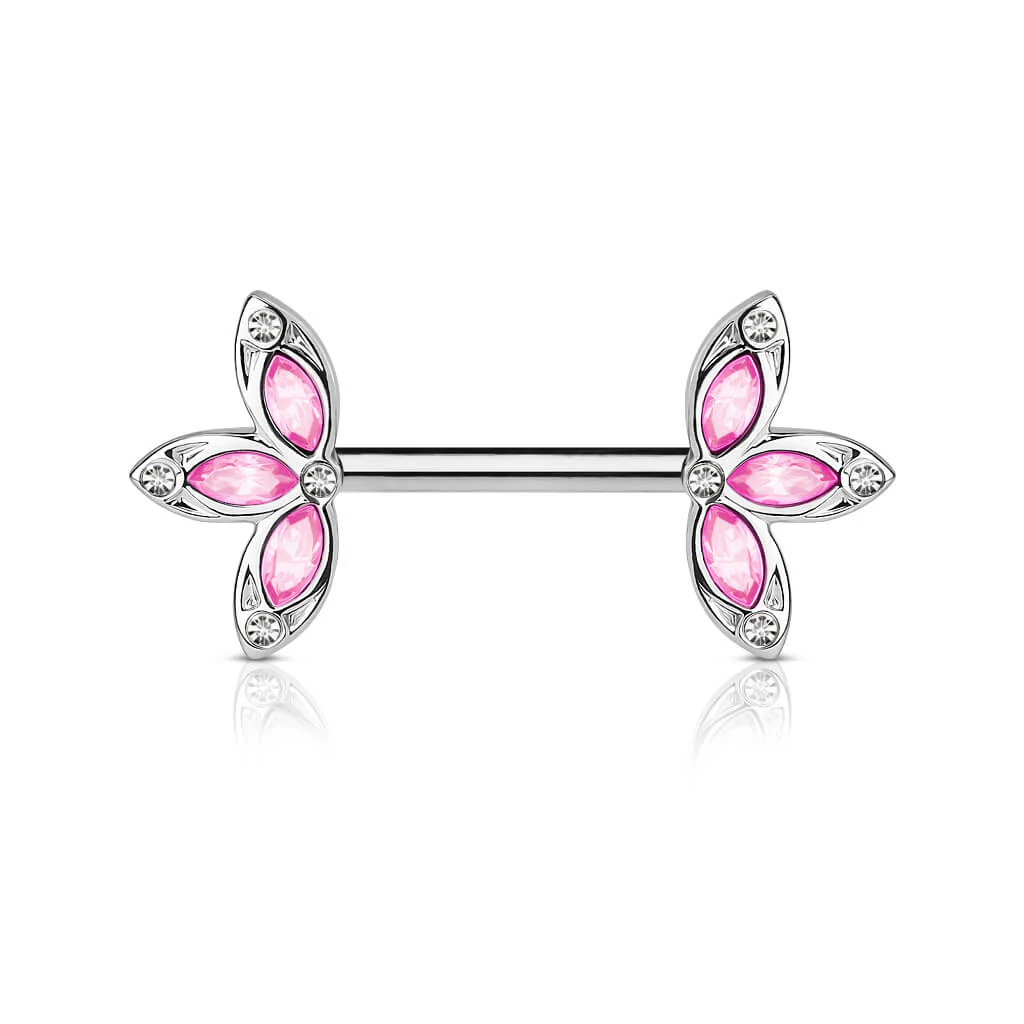 Nippelpiercing Blumen Zirkonia - Image 4
