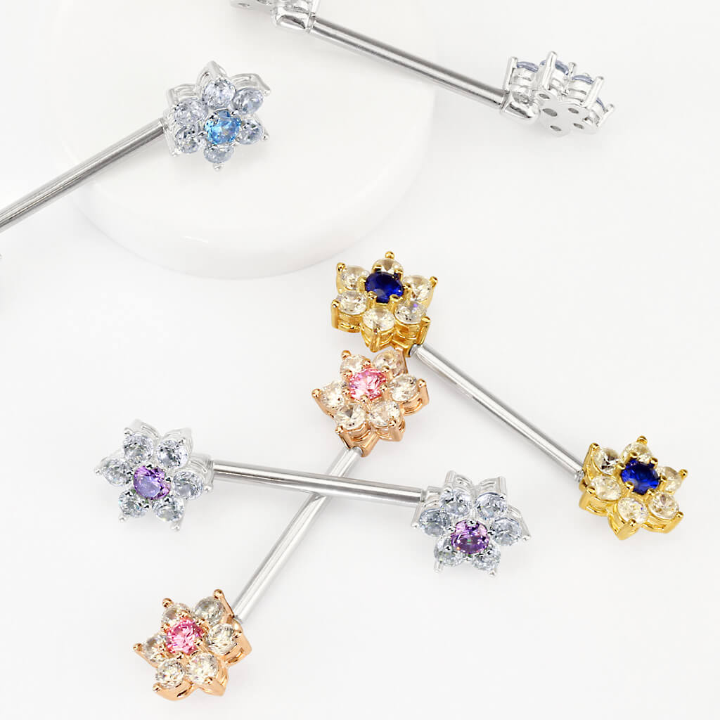 Nippelpiercing Blume Zirkonia - Image 3