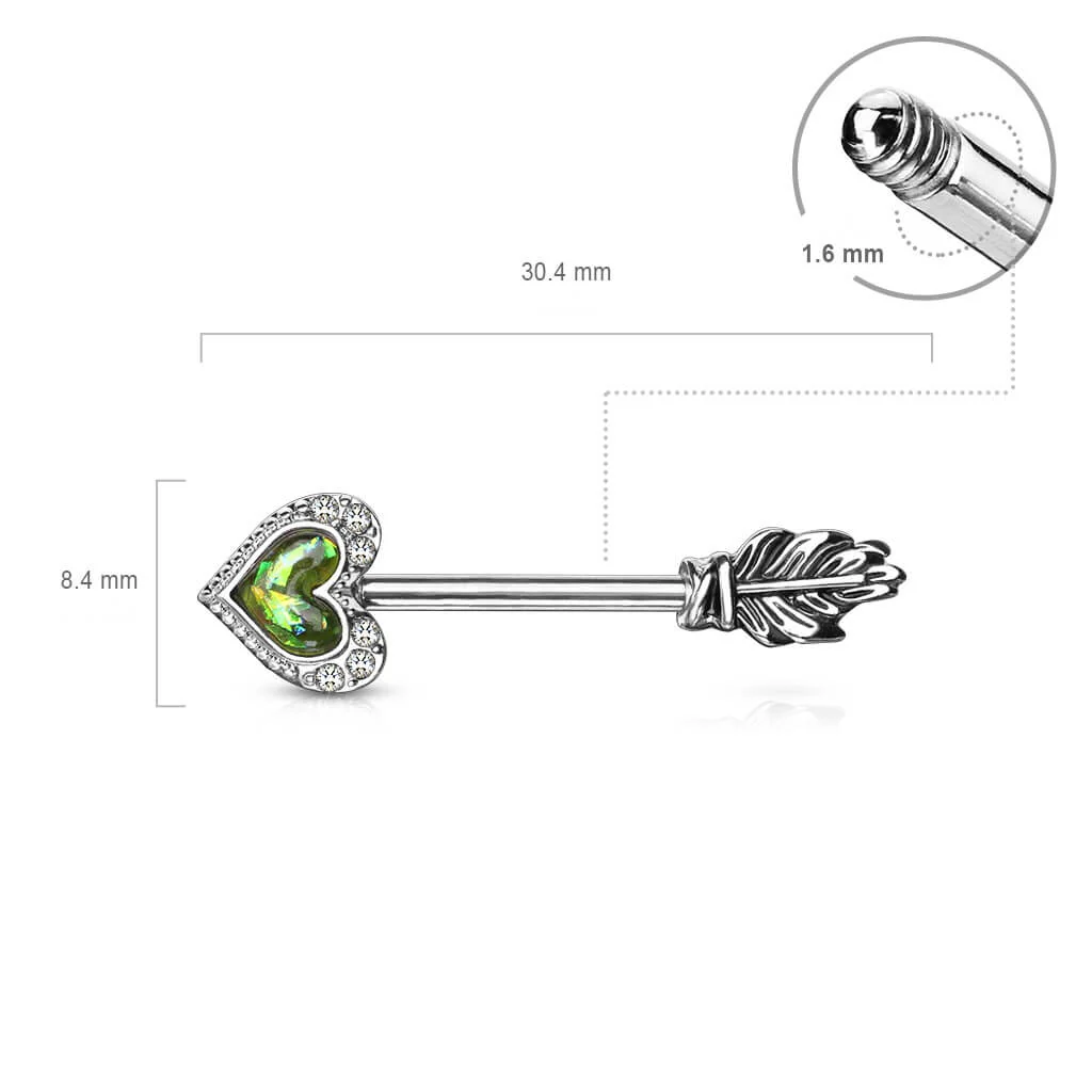 Nippelpiercing Herzpfeil Opal - Image 3