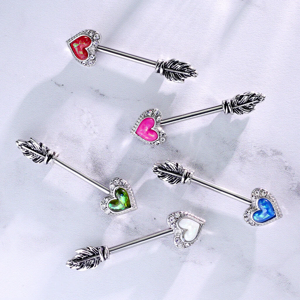 Nippelpiercing Herzpfeil Opal - Image 7