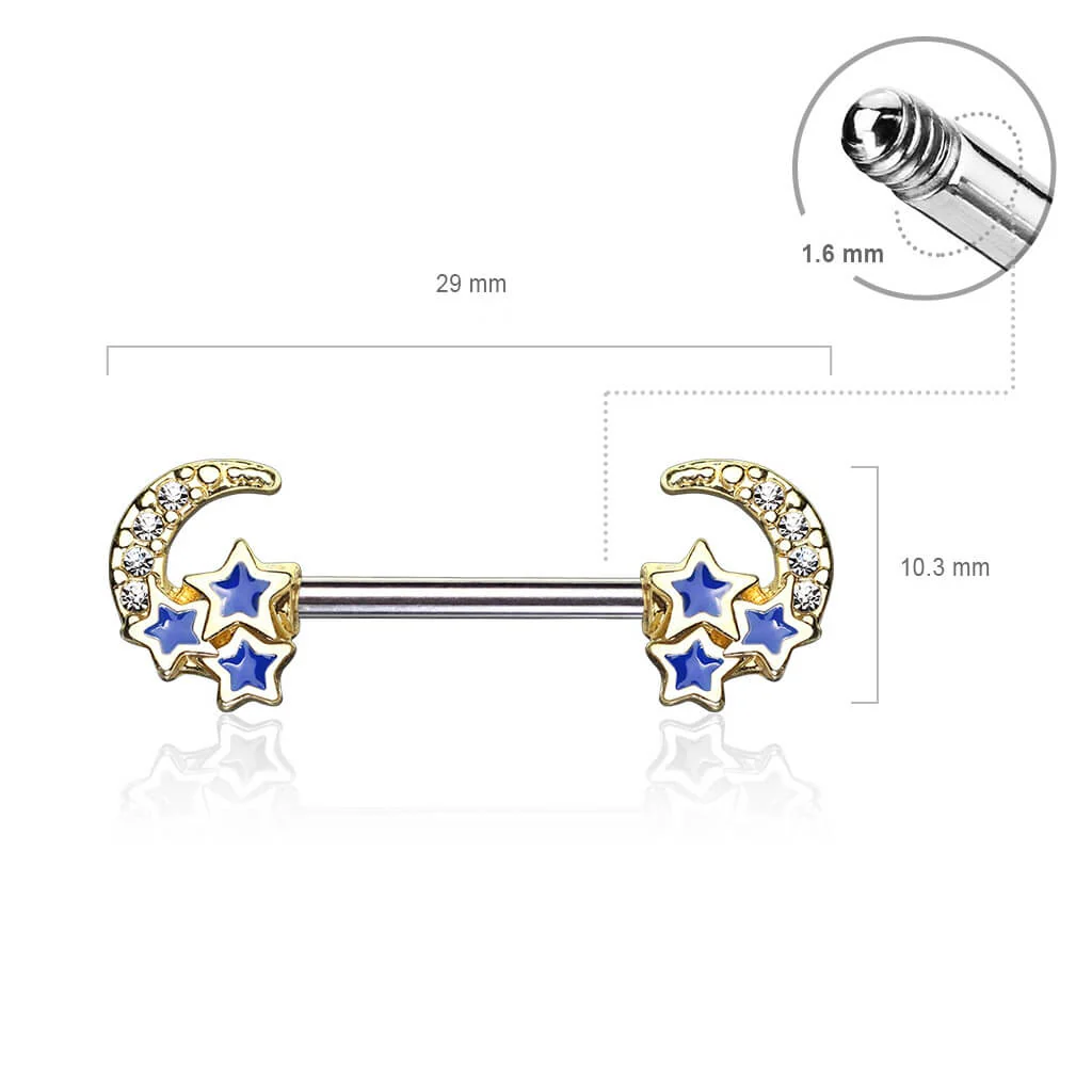 Nippelpiercing Mond Sterne - Image 3