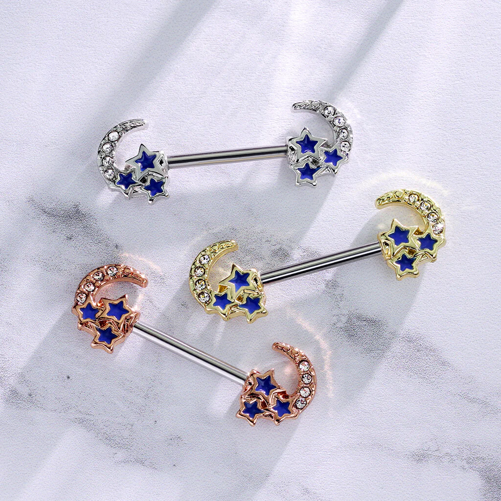 Nippelpiercing Mond Sterne - Image 6