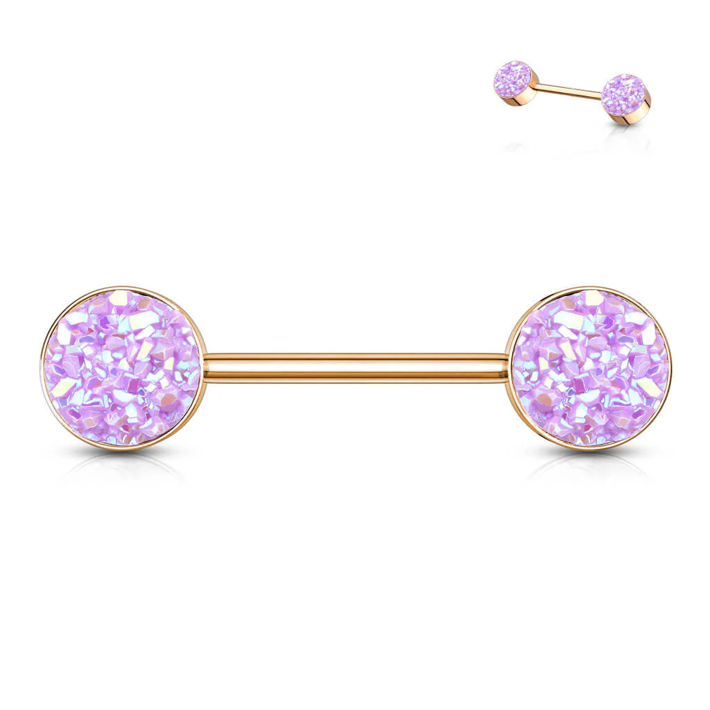 Nippelpiercing Glänzender Synthetik Stein Gold PVD - Image 4