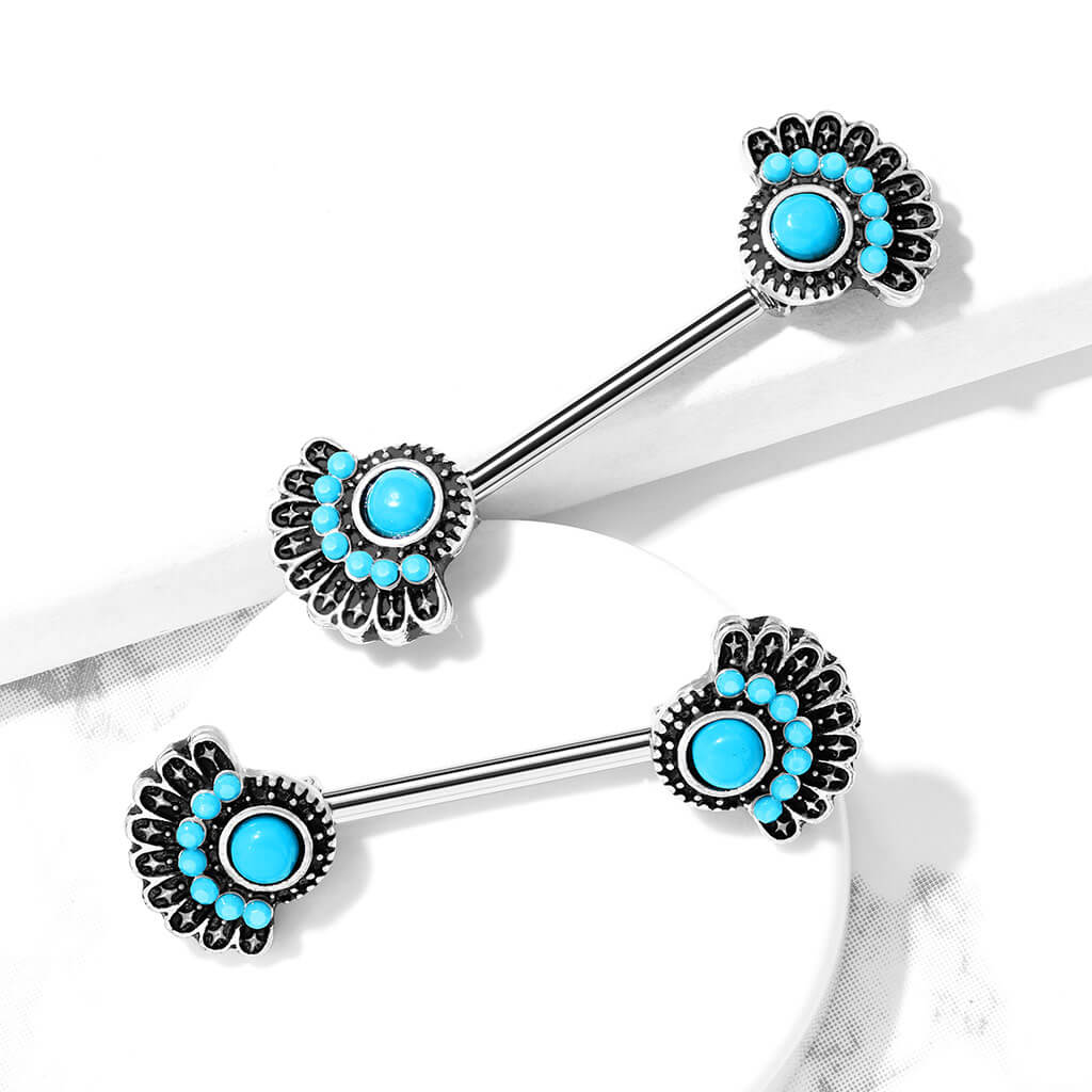 Nippelpiercing Türkis Tribal - Image 3