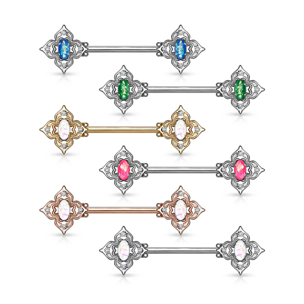 Nippelpiercing Blume Zirkonia Opal - Image 5