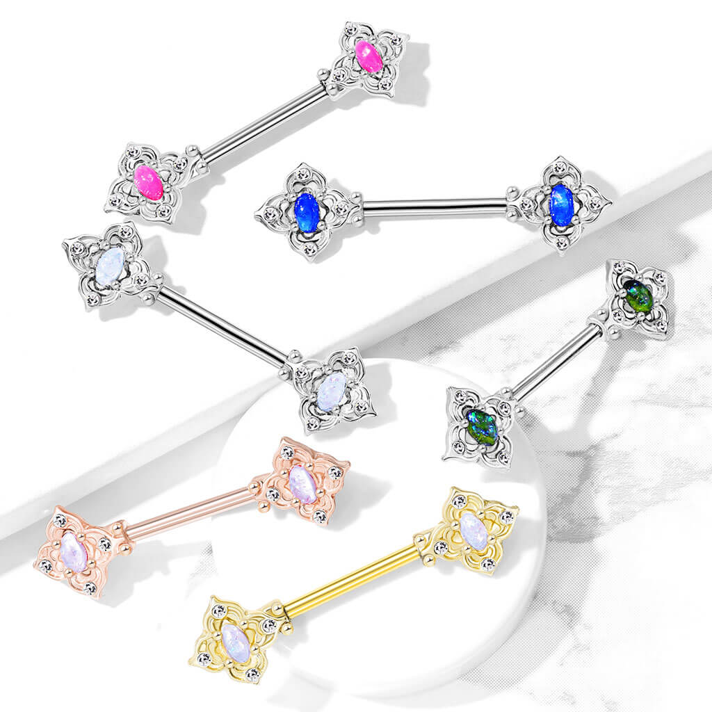 Nippelpiercing Blume Zirkonia Opal - Image 7