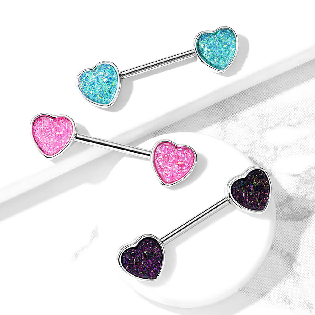 Nippelpiercing Herz Glänzender Synthetik Stein - Image 6