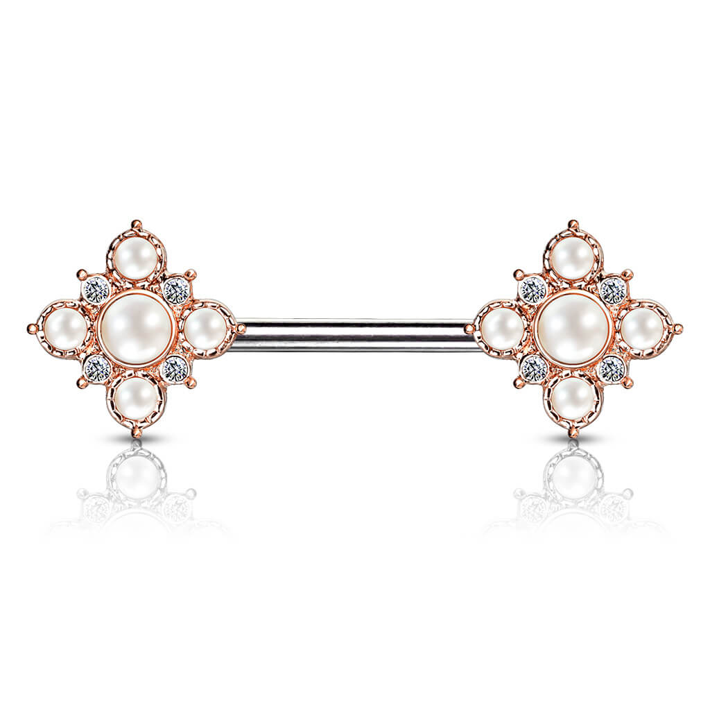Nippelpiercing Blumen Perlen Zirkonia PVD - Image 4