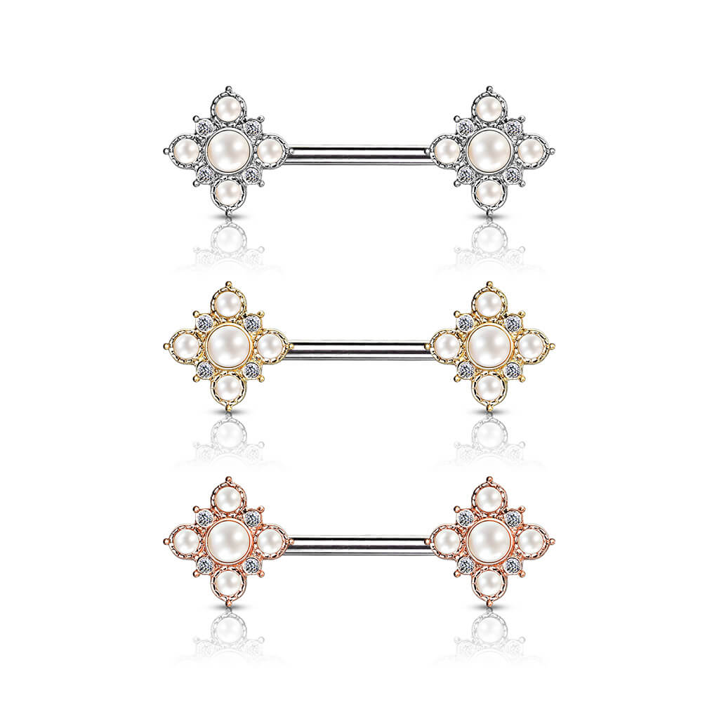 Nippelpiercing Blumen Perlen Zirkonia PVD - Image 5