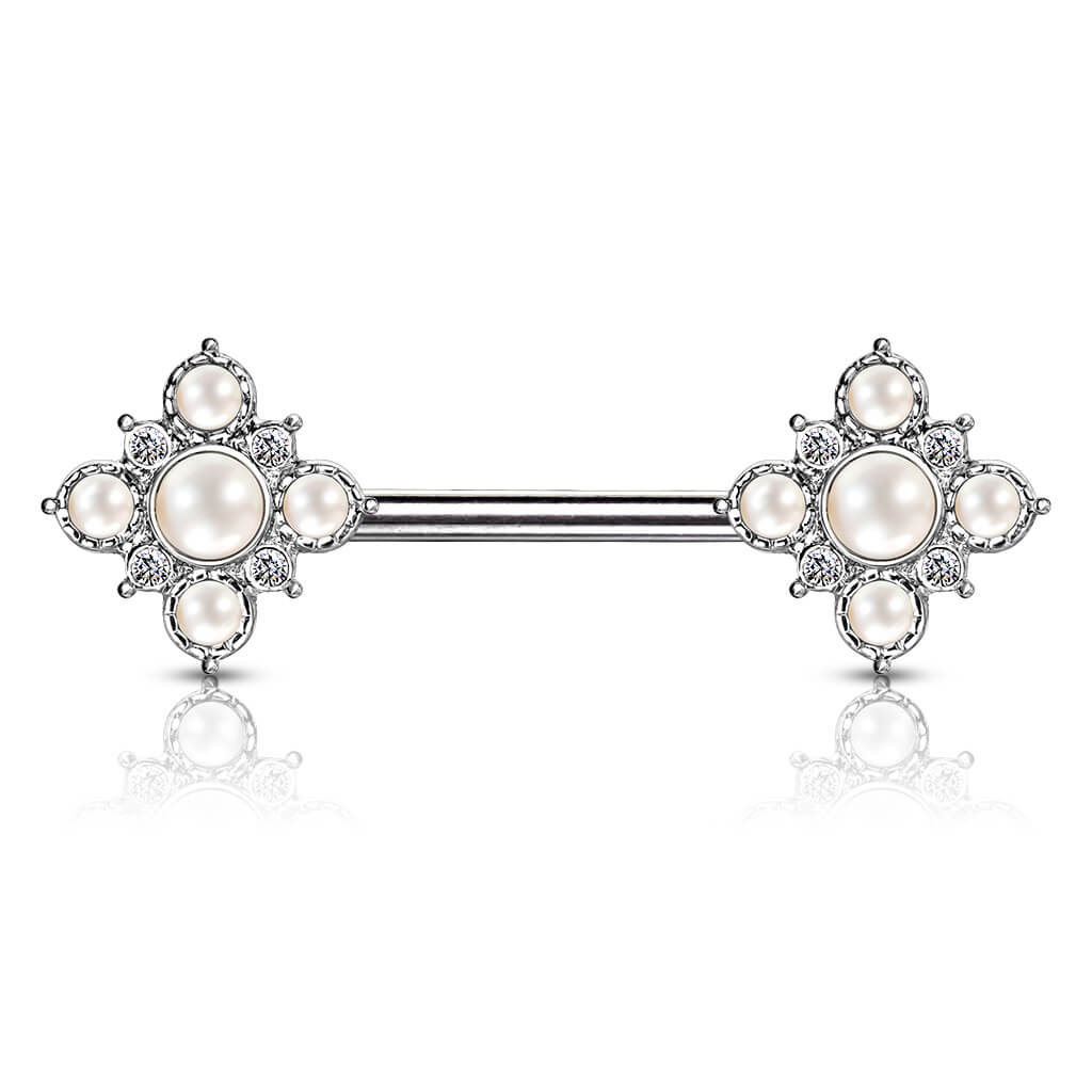 Nippelpiercing Blumen Perlen Zirkonia PVD - Image 7