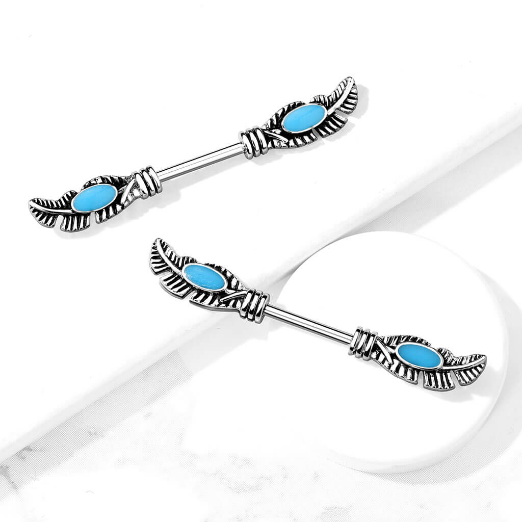 Nippelpiercing Federn Türkis - Image 3