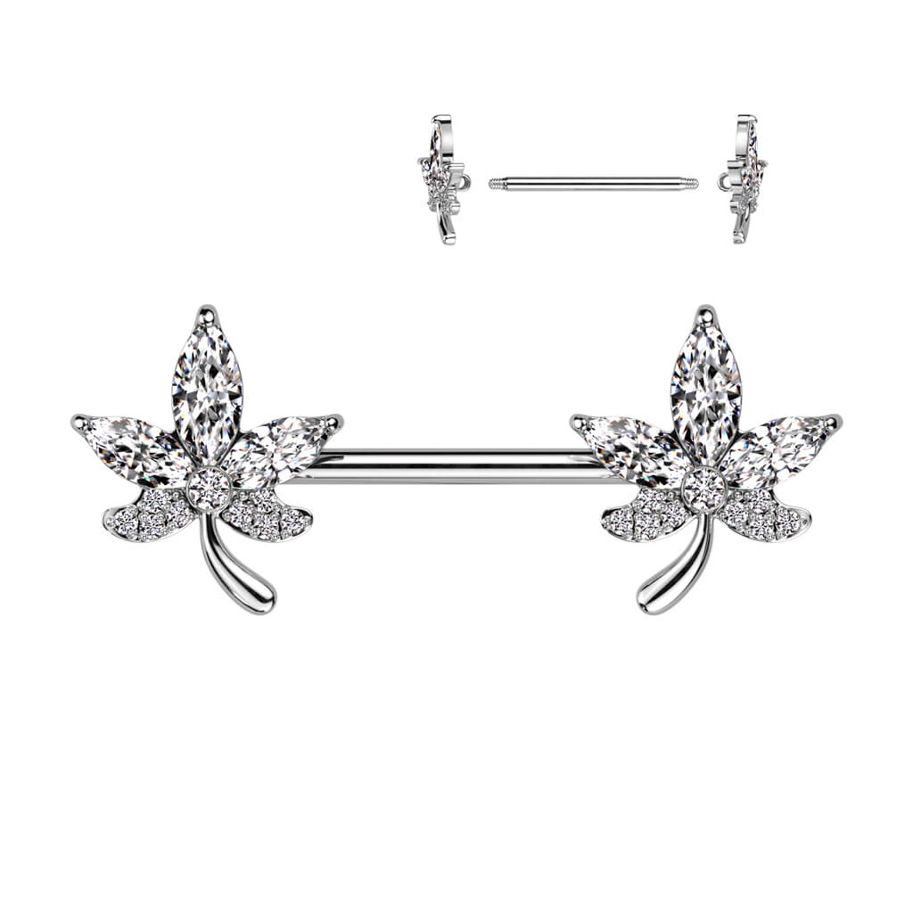 Nippelpiercing Blätter Zirkonia - Image 2