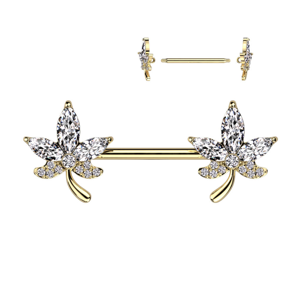 Nippelpiercing Blätter Zirkonia - Image 3