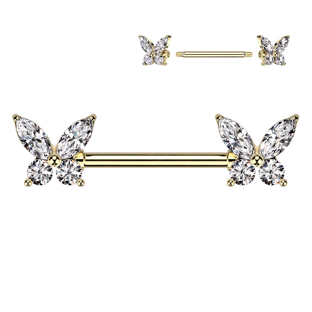 Nippelpiercing Schmetterling Zirkonia - Image 3