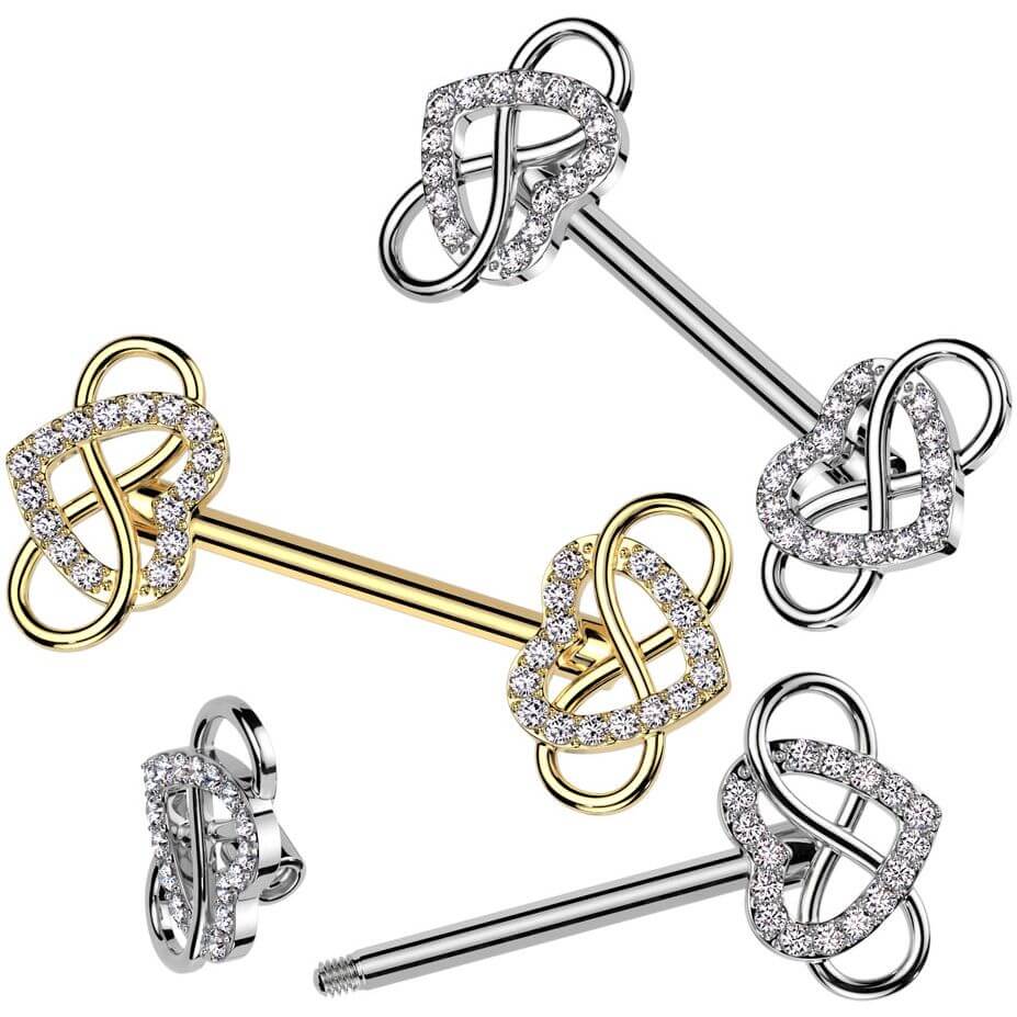 Nippelpiercing Hohl Herz und Unendlich - Image 3