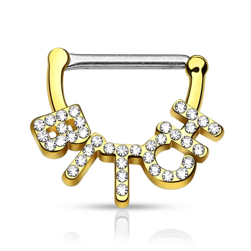 Nippelpiercing BITCH Zirkonia Clicker - Image 2