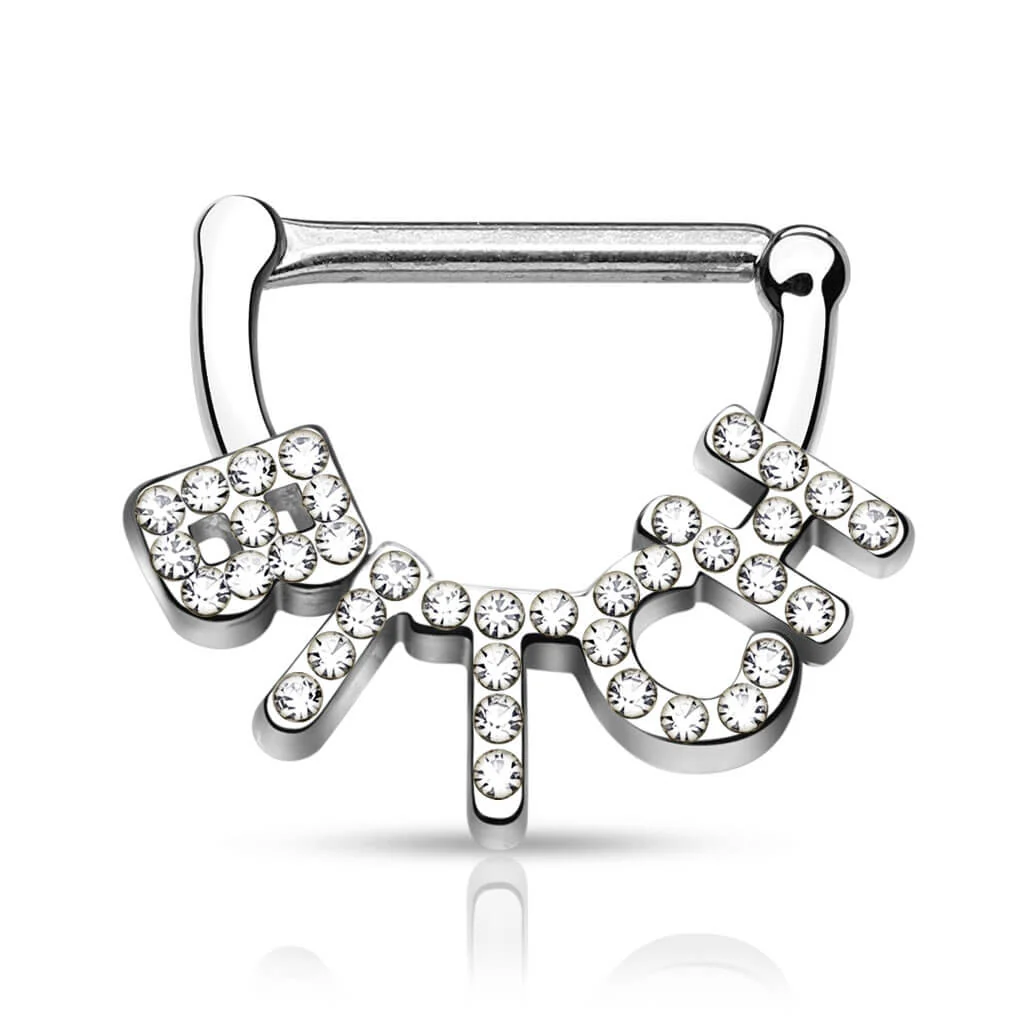 Nippelpiercing BITCH Zirkonia Clicker - Image 3
