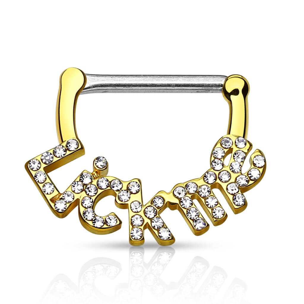 Nippelpiercing LICK ME Zirkonia Clicker - Image 2