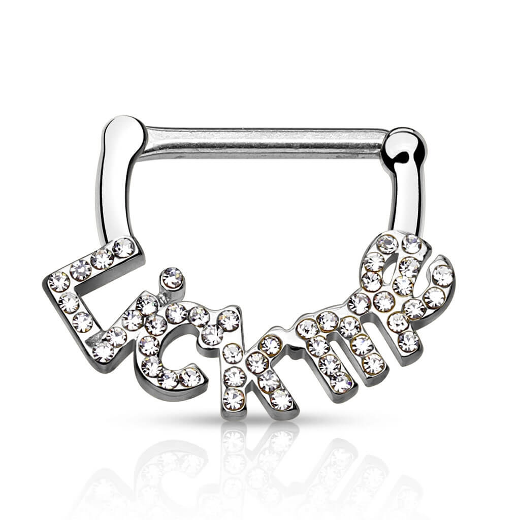Nippelpiercing LICK ME Zirkonia Clicker - Image 3