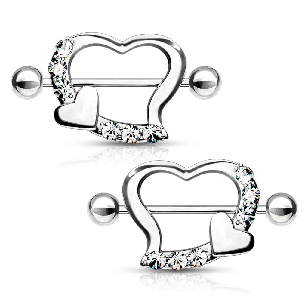 Nippelpiercing Doppelherz Zirkonia - Image 2